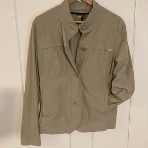 Eddie Bauer khaki/tan dressy business cropped blazer size 16